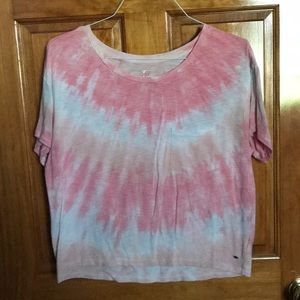 Pink and white tie-dye tee